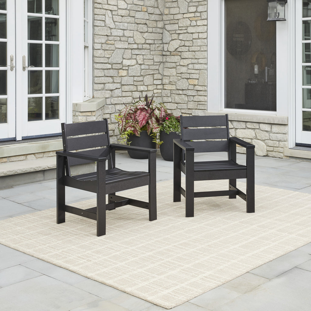  Ezra 7-Piece Outdoor HDPE Dining Set, Black