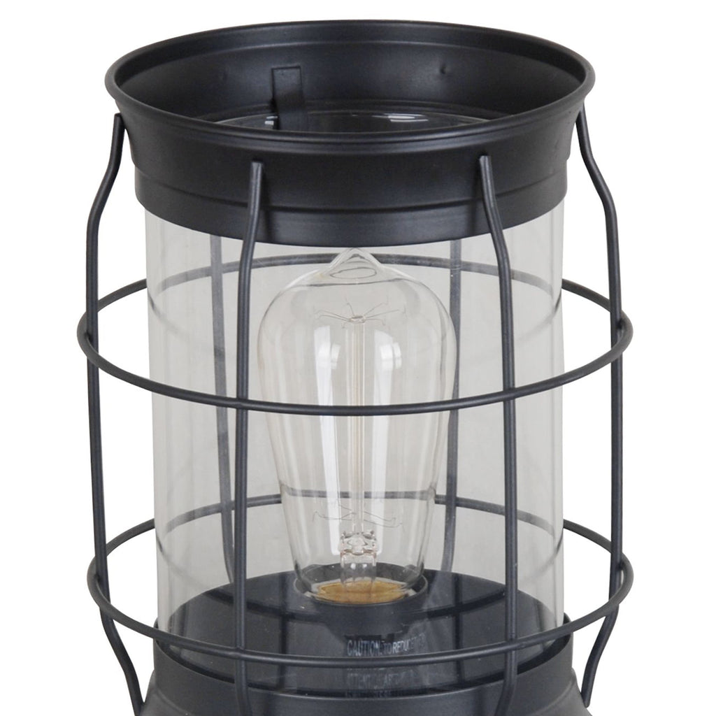  Bronze Metal and Glass Edison Lantern 9"H, LED Bulb Included