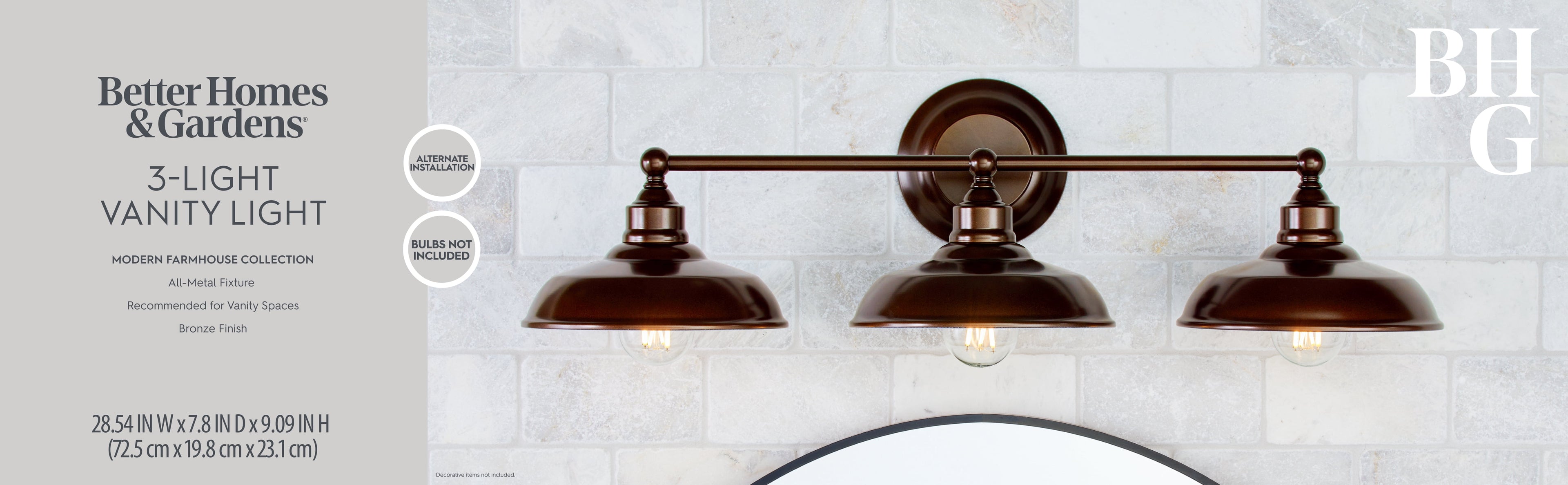  28.5" Farmhouse Triple Wall Scones 3-Light Vanity Light, Oil Rubbed Bronze