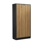  Ezra Glass Door Storage Accent Cabinet, Rich Black finish