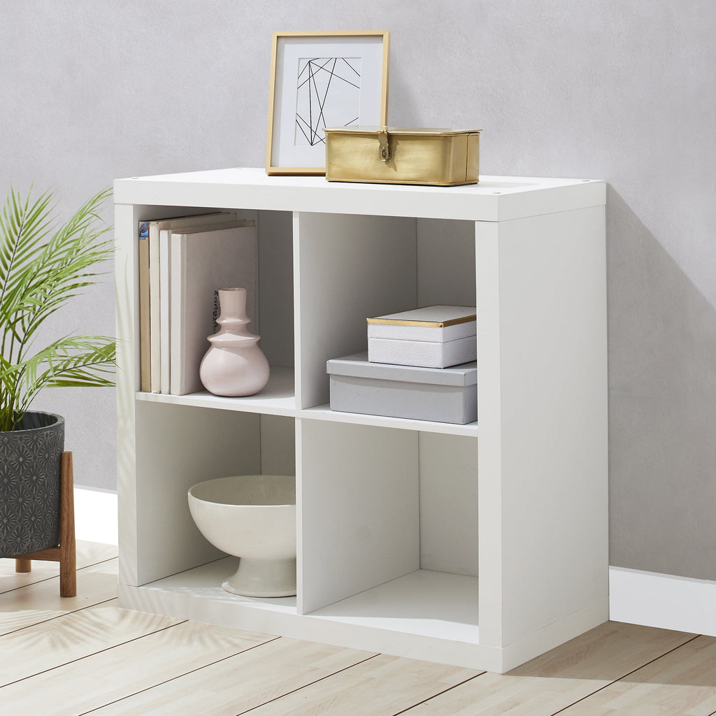  4 Cube Storage Organizer, White Texture