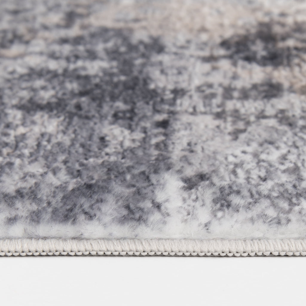  5' x7' Grey Beige Abstract Machine Washable Faux Fur Indoor Area Rug