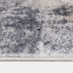  5' x7' Grey Beige Abstract Machine Washable Faux Fur Indoor Area Rug