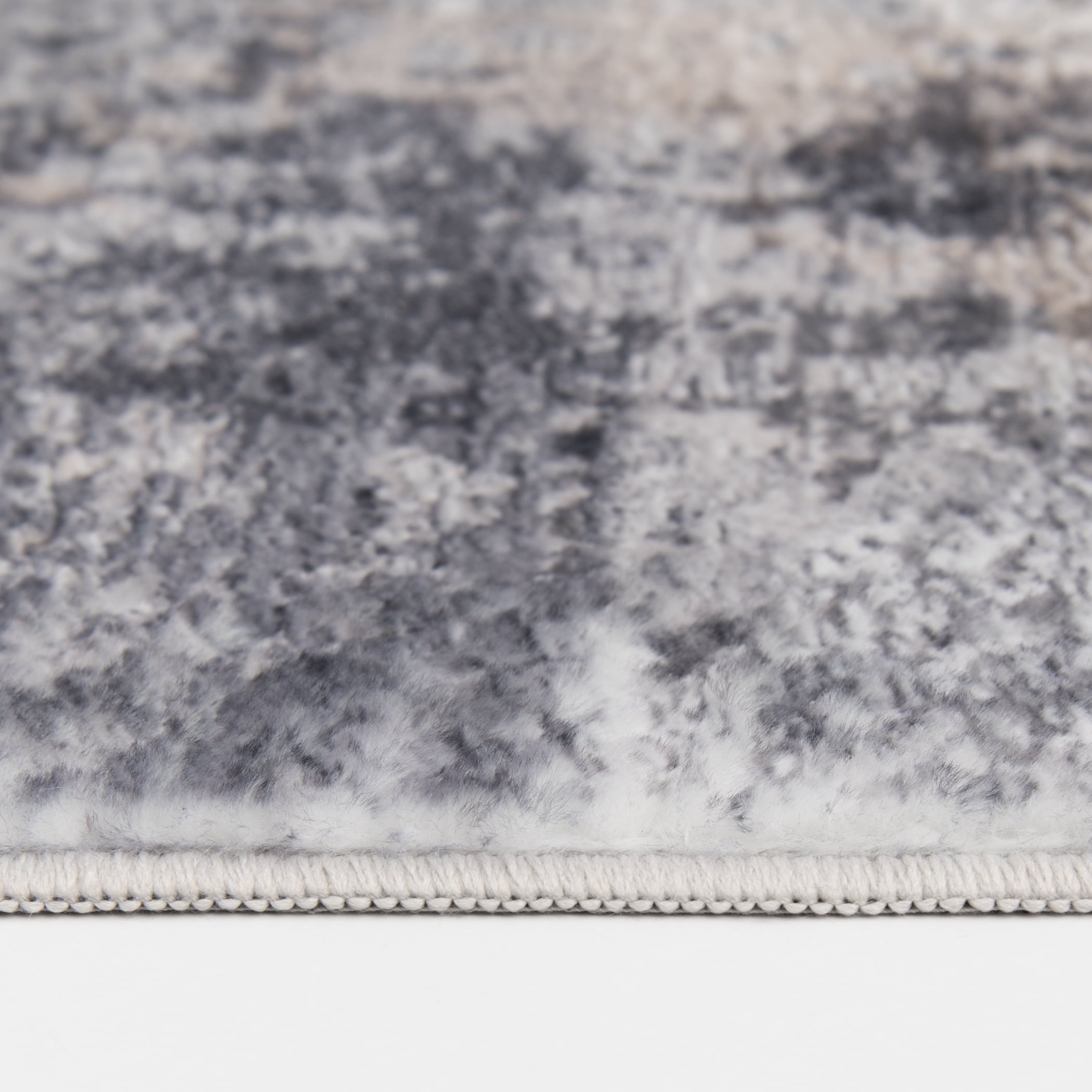  5' x7' Grey Beige Abstract Machine Washable Faux Fur Indoor Area Rug