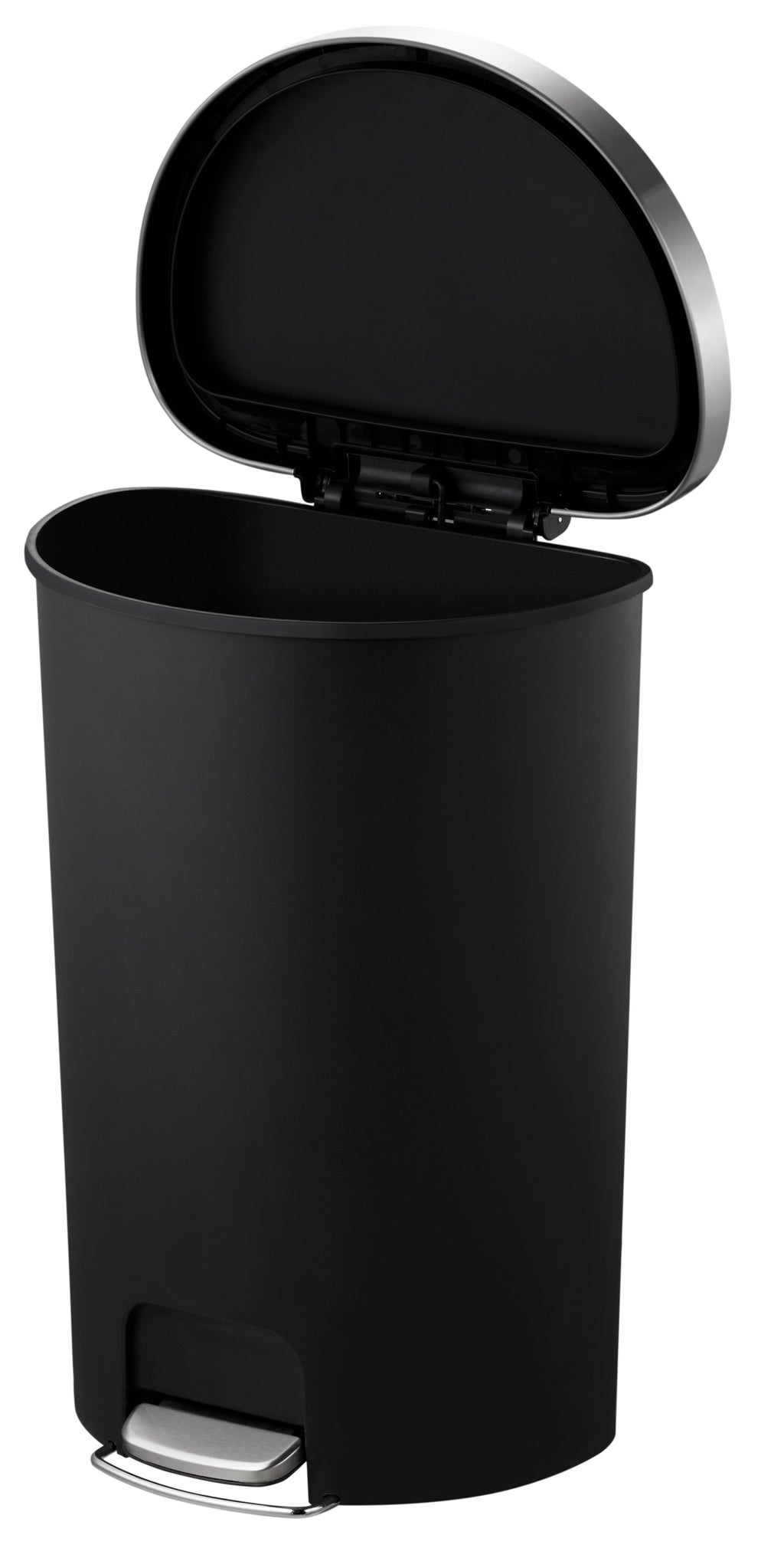  Large Kitchen Trash Can, 14.5 Gallon Plastic Semi Round Step Garbage Bin with Soft Close Lid, Black