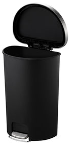  Large Kitchen Trash Can, 14.5 Gallon Plastic Semi Round Step Garbage Bin with Soft Close Lid, Black
