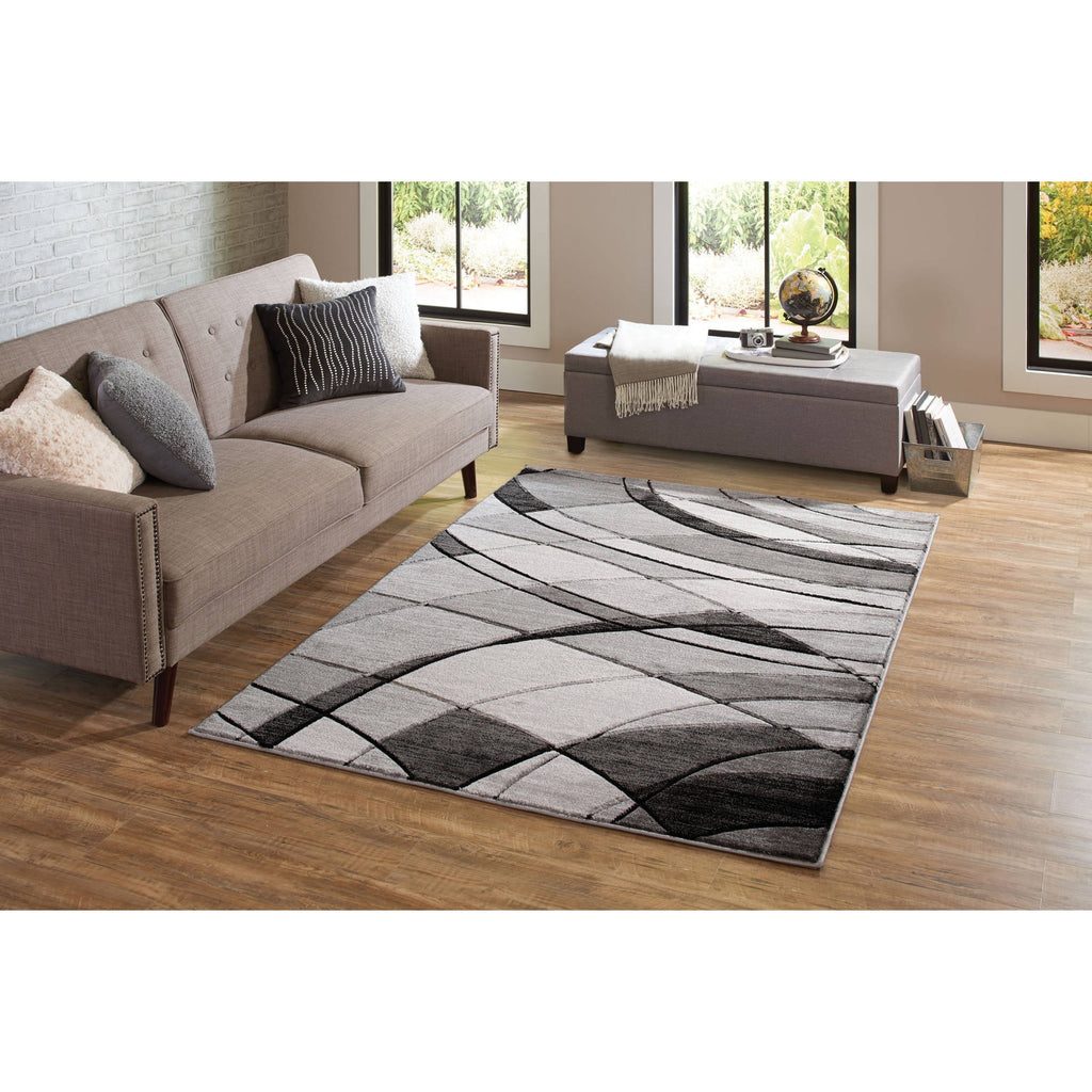  Abstract Indoor Area Rug, Gray, 5'x7'