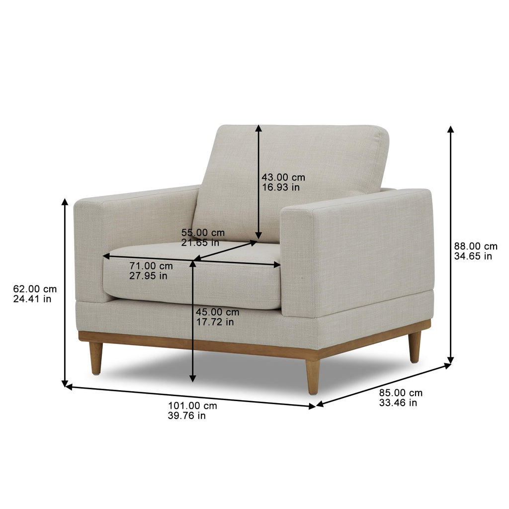  Springwood Wood Frame Accent Chair, Cream Linen