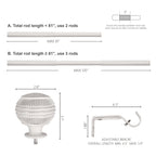  1" Textured Knob Curtain Rod, 42-120", White