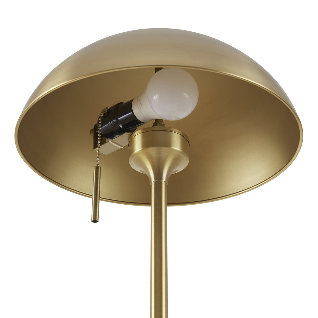  62" Modern Pull-chain Brass Floor Lamp with Brass Dome Shade