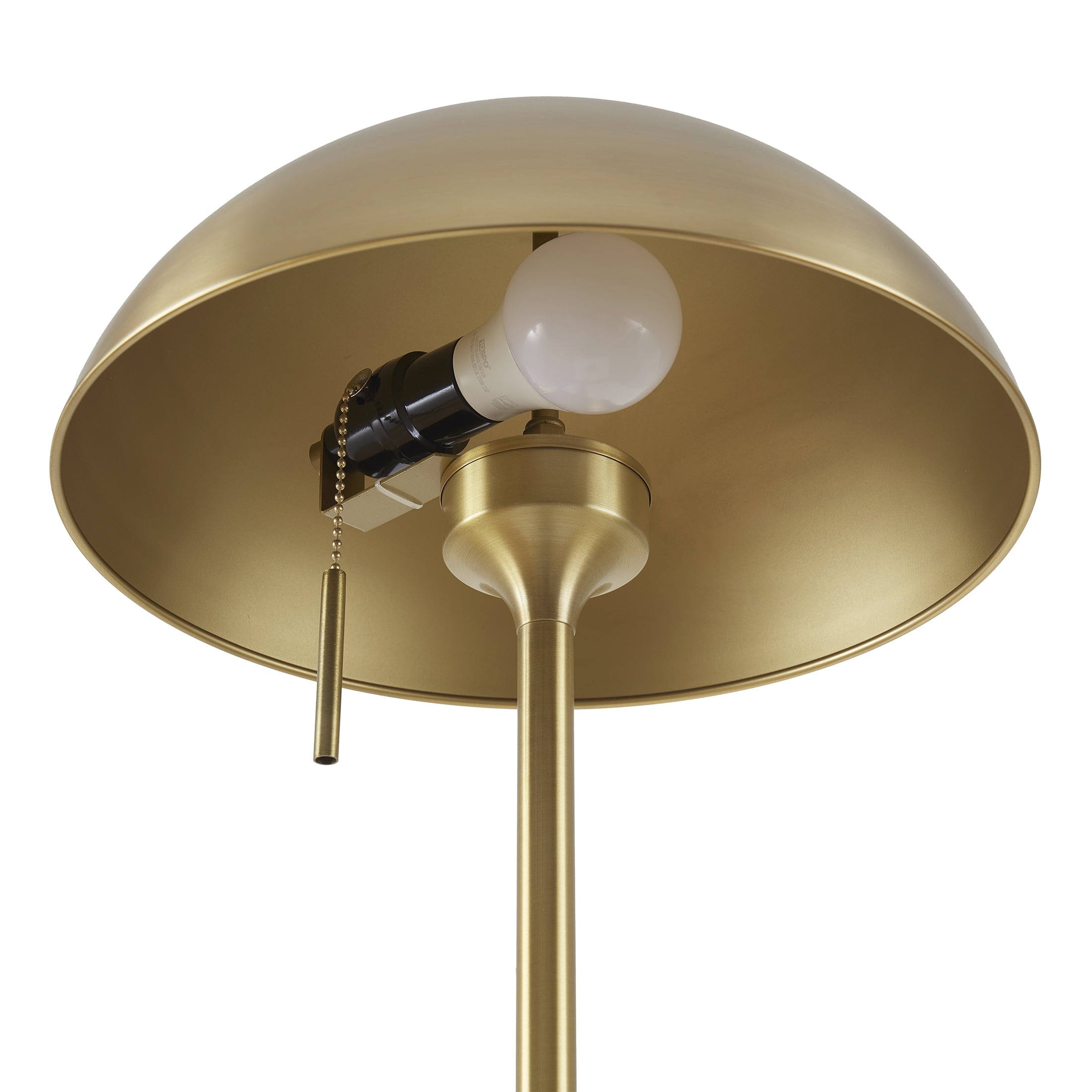  62" Modern Pull-chain Brass Floor Lamp with Brass Dome Shade