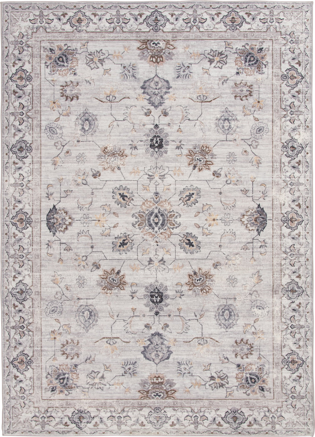  Persian Blooms Ivory Faux Fur Indoor Area Rug, 7'x9'10"