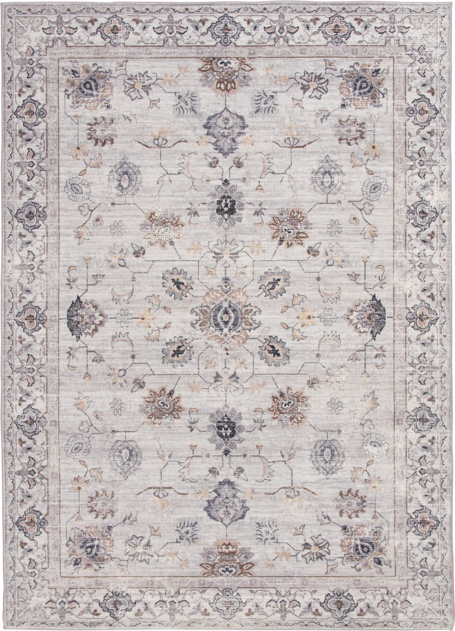  Persian Blooms Ivory Faux Fur Indoor Area Rug, 7'x9'10"
