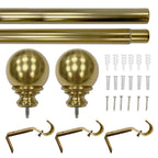  1� Brass Finish Metal Ball Adjustable Curtain Rod 42-120�