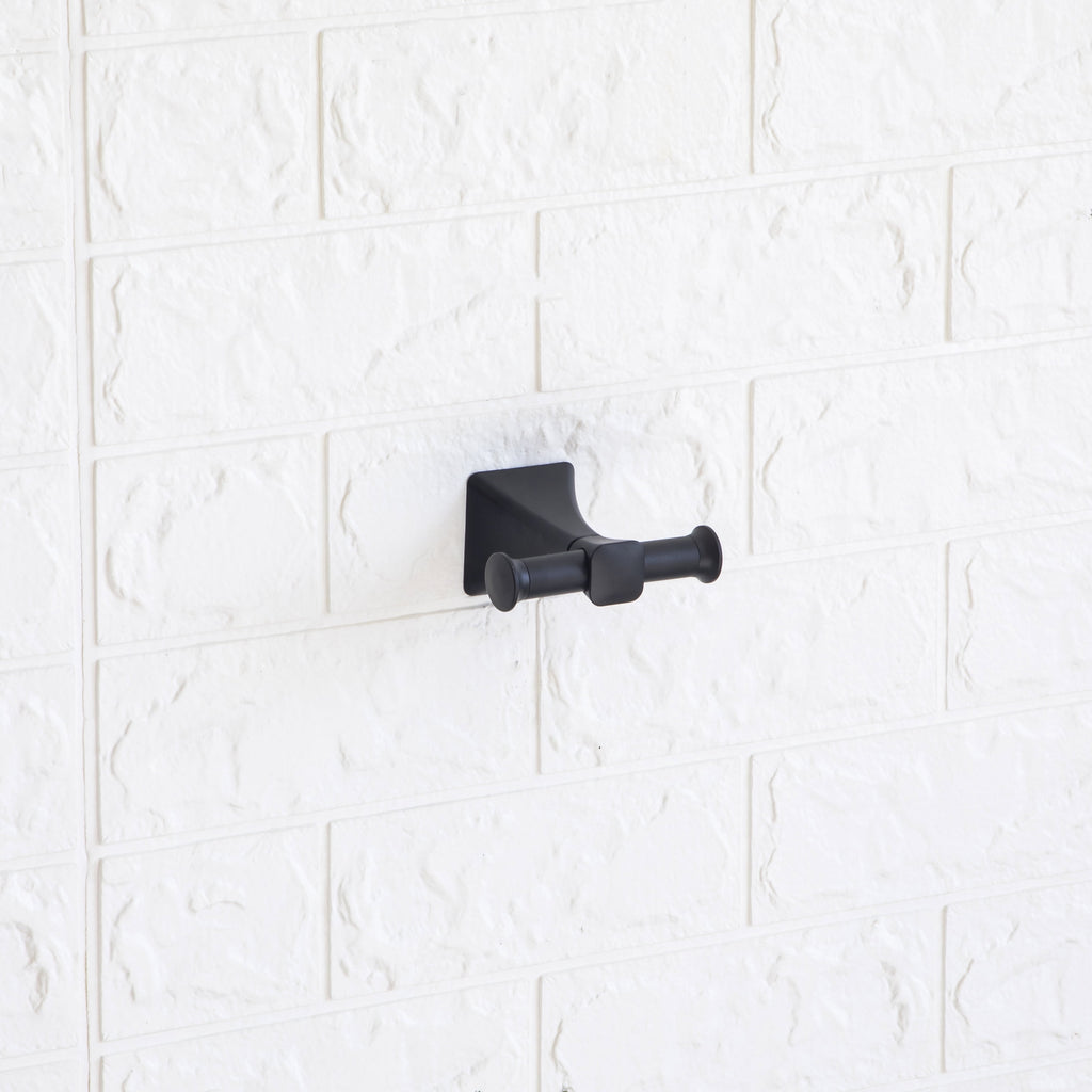  Steel Wall Mount 5PC Bath Hardware and Towel Holder Set Matte Black, Horizontal Orientation