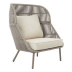  Tarren Beige Wicker Outdoor High-Back Accent Chair with Cushions