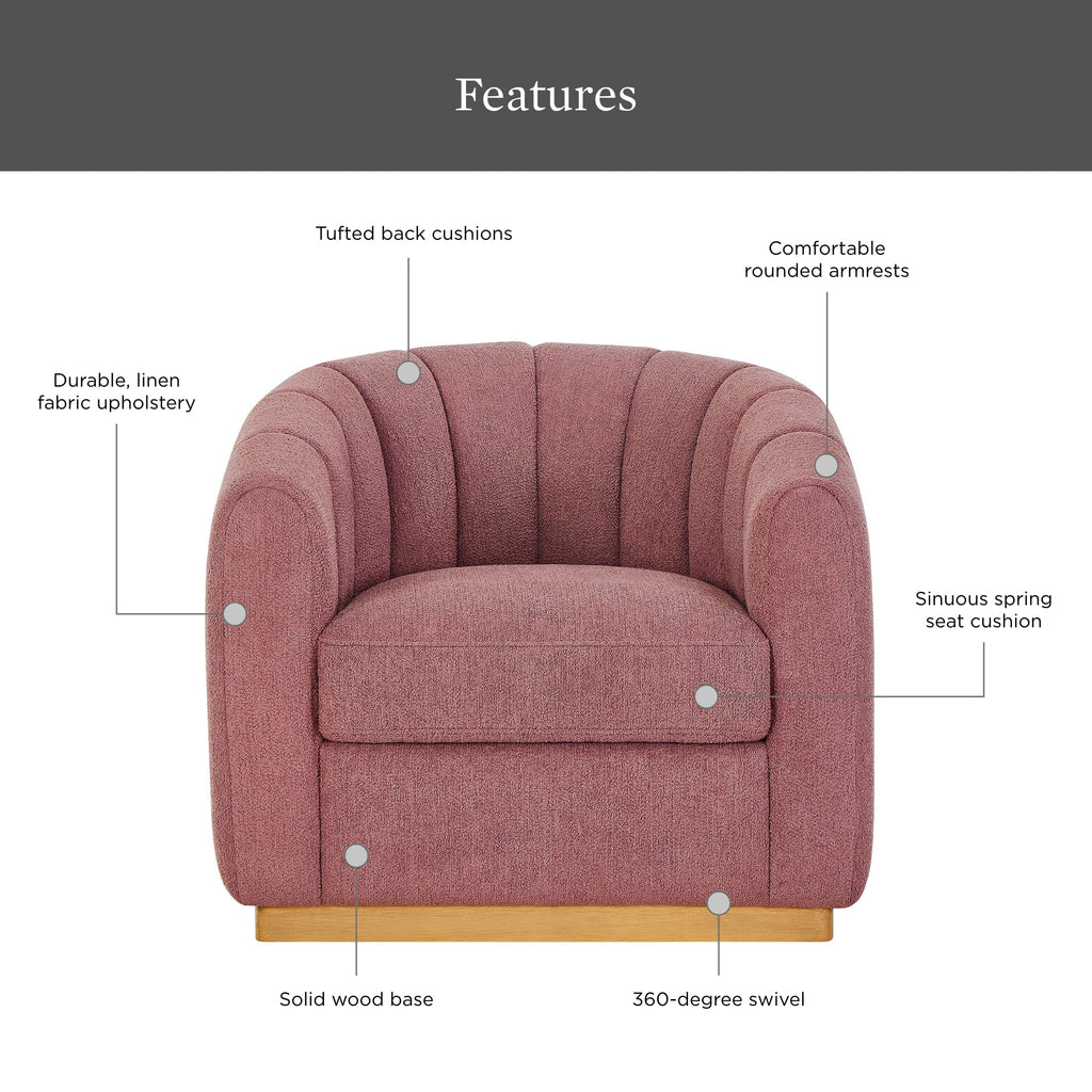  Lillian Accent Swivel Chair, Rose Boucle
