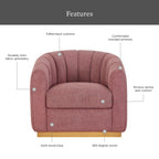  Lillian Accent Swivel Chair, Rose Boucle