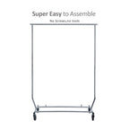  Heavy Duty Garment Drying Clothes Rack - Adjustable Height, Folding, Rolling, Metal, Silver - Closet Organization