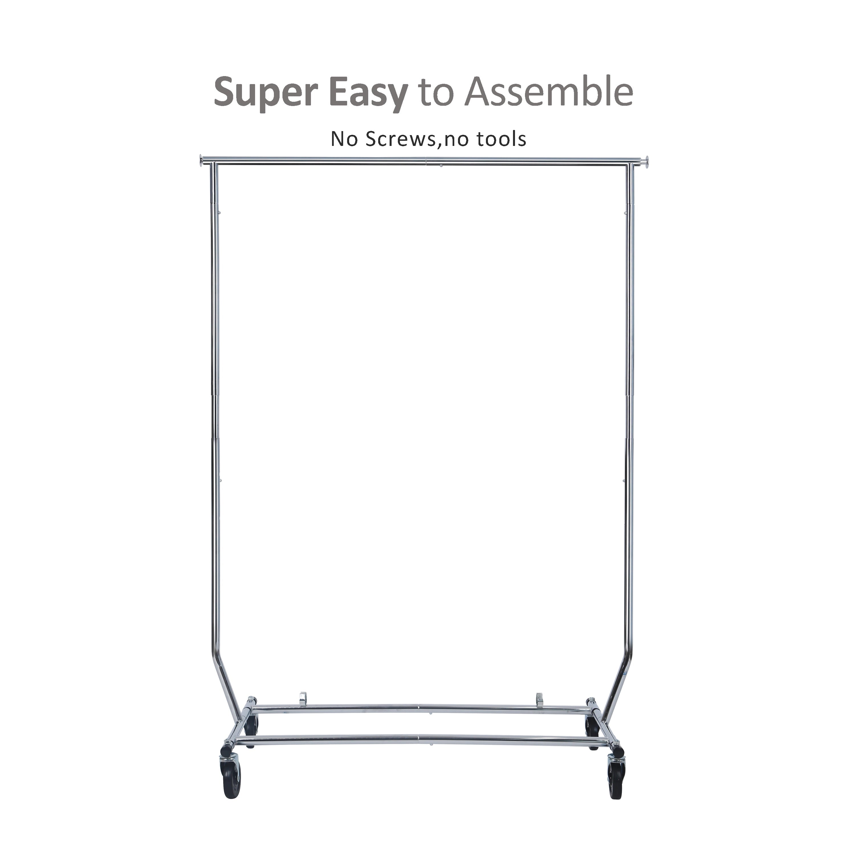  Heavy Duty Garment Drying Clothes Rack - Adjustable Height, Folding, Rolling, Metal, Silver - Closet Organization