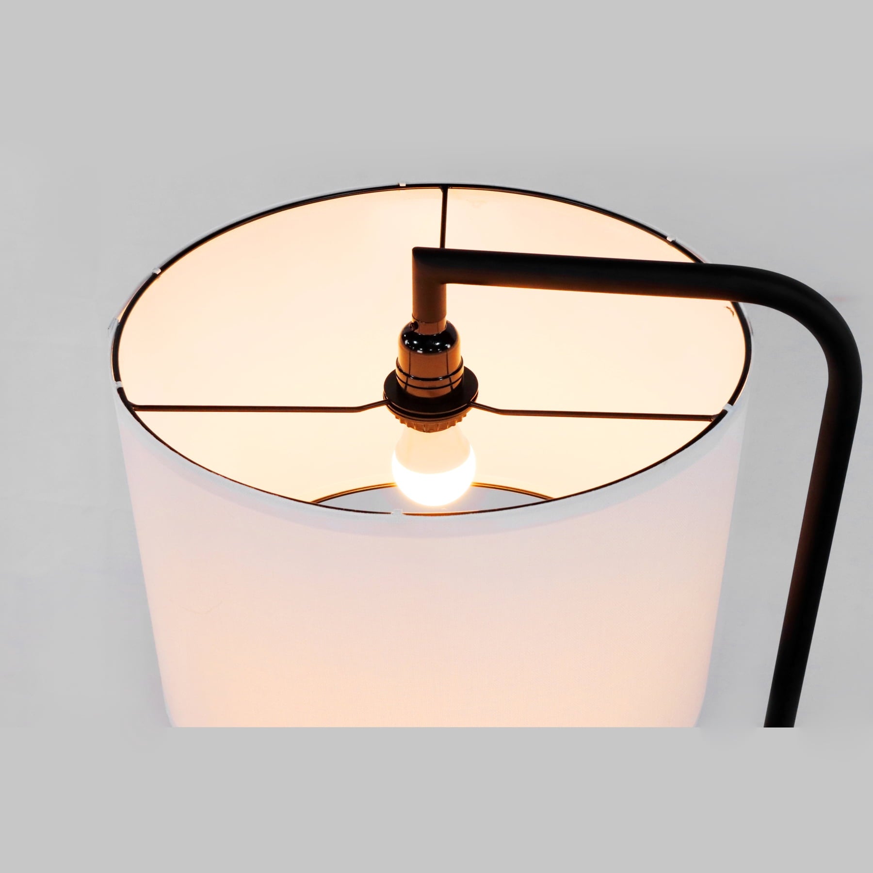  54"  Matte Black Metal Floor Lamp with Faux Wood Table and Magazine Rack