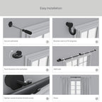  1" Brass Swooping Adjustable Single Curtain Rod, 32-120"
