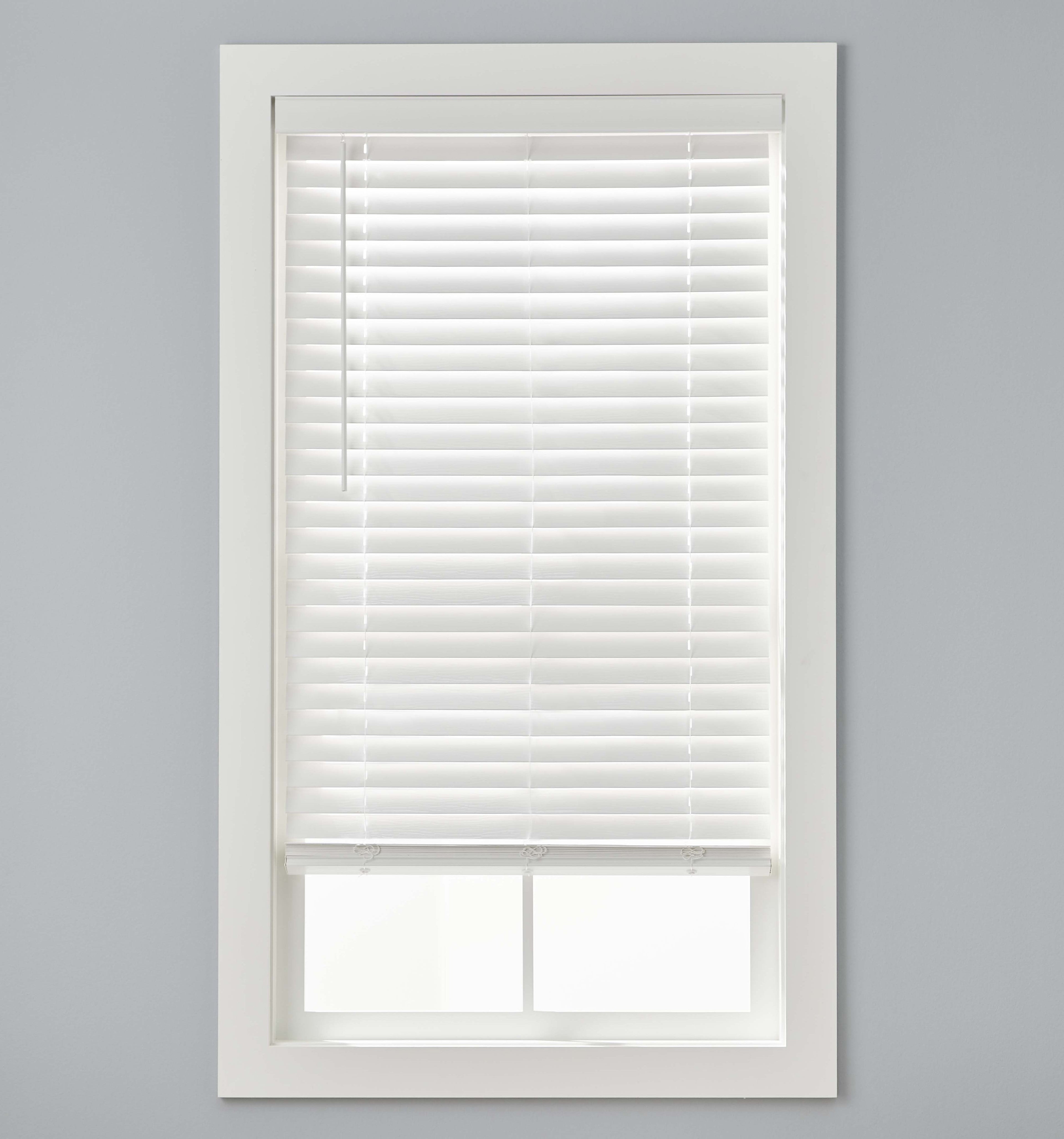  2-inch Cordless Faux Wood Horizontal Window Blinds, White, 39X64
