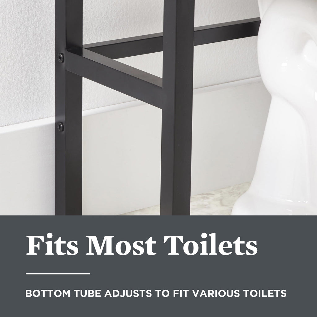  Jace 3-Shelf over-the-Toilet Storage Shelf with Black Frame and Oak Shelves