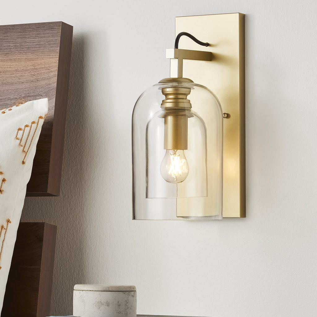  Dome Indoor Wall Sconce Burnished Brass, A15 4W Soft White, Medium Base, Dimmable, 1 pack