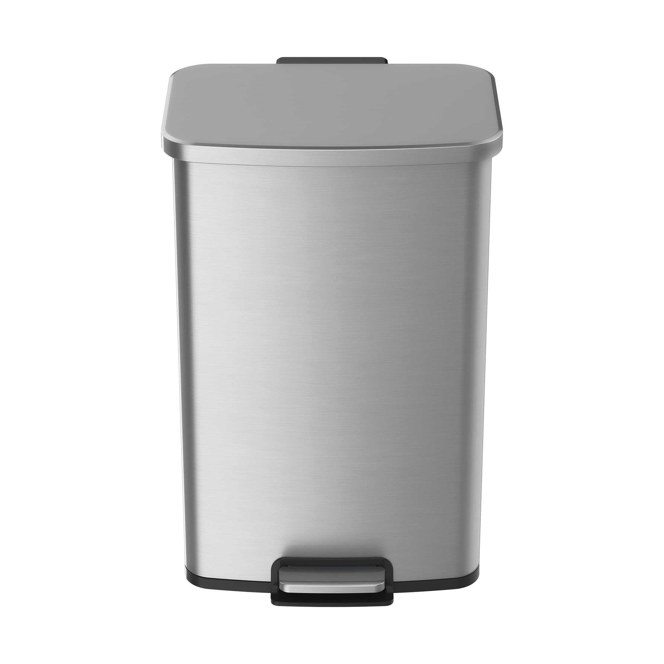  Kitchen Trash Can, 13.2 Gallon Stainless Steel Step Garbage Bin with Soft Close Lid, Silver