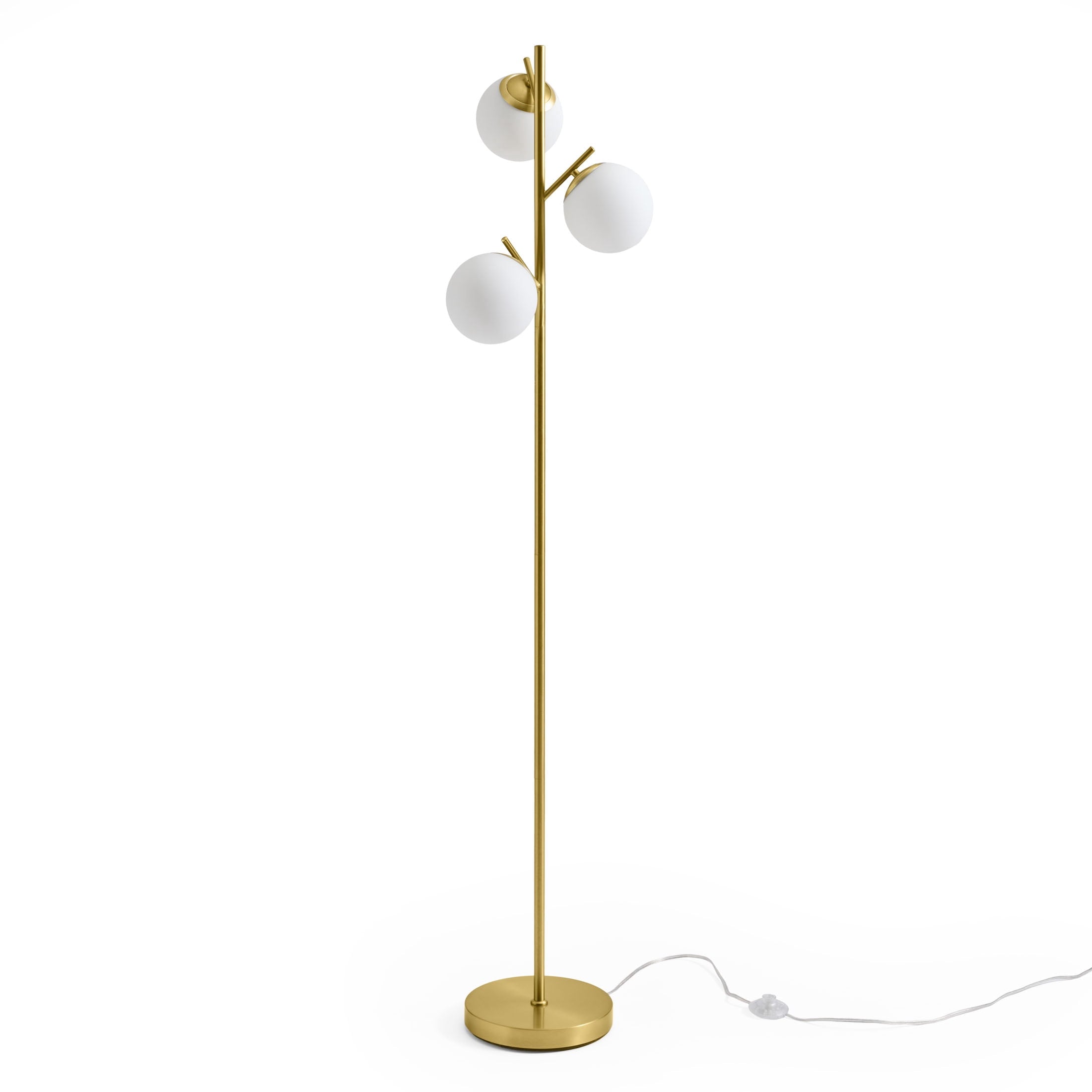  3-Globe Floor Lamp Modern Freestanding Lamp Living Room w/Foot Switch