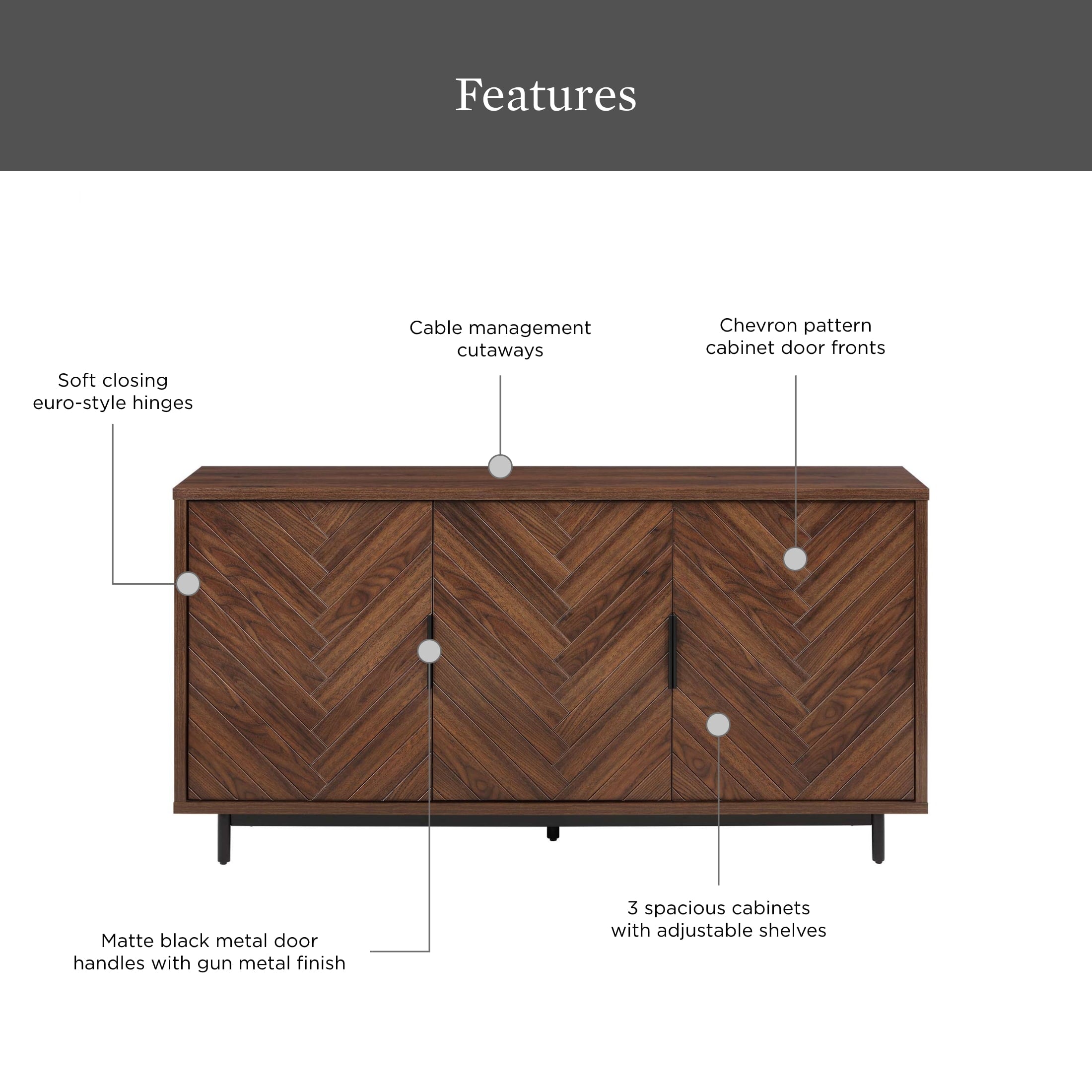  Wyatt Geo TV Stand for TVs up to 70",  Walnut Finish