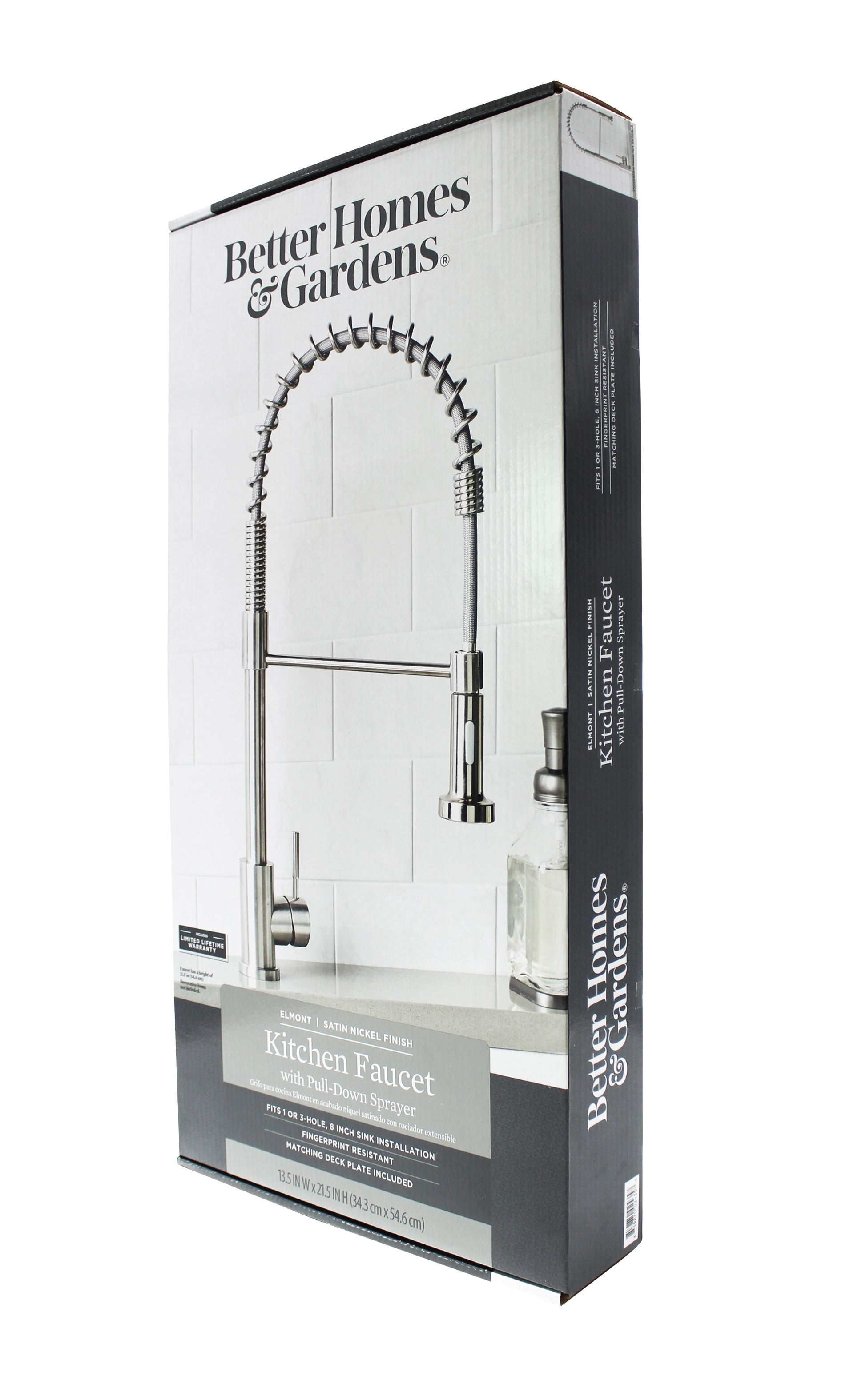  Elmont Single Handle Pull-Down Kitchen Faucet with Spring Neck, Satin Nickel