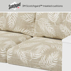  Ezra 4-Piece Outdoor HDPE Conversation Set, White with Neutral Palm Cushions
