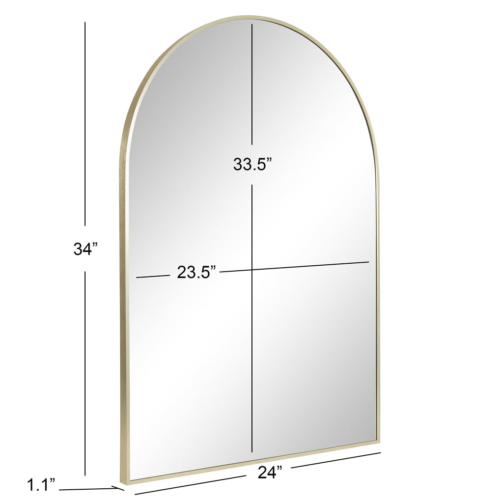  24x34 Gold Arched Large Wall Mirror for Bathroom or Living Room
