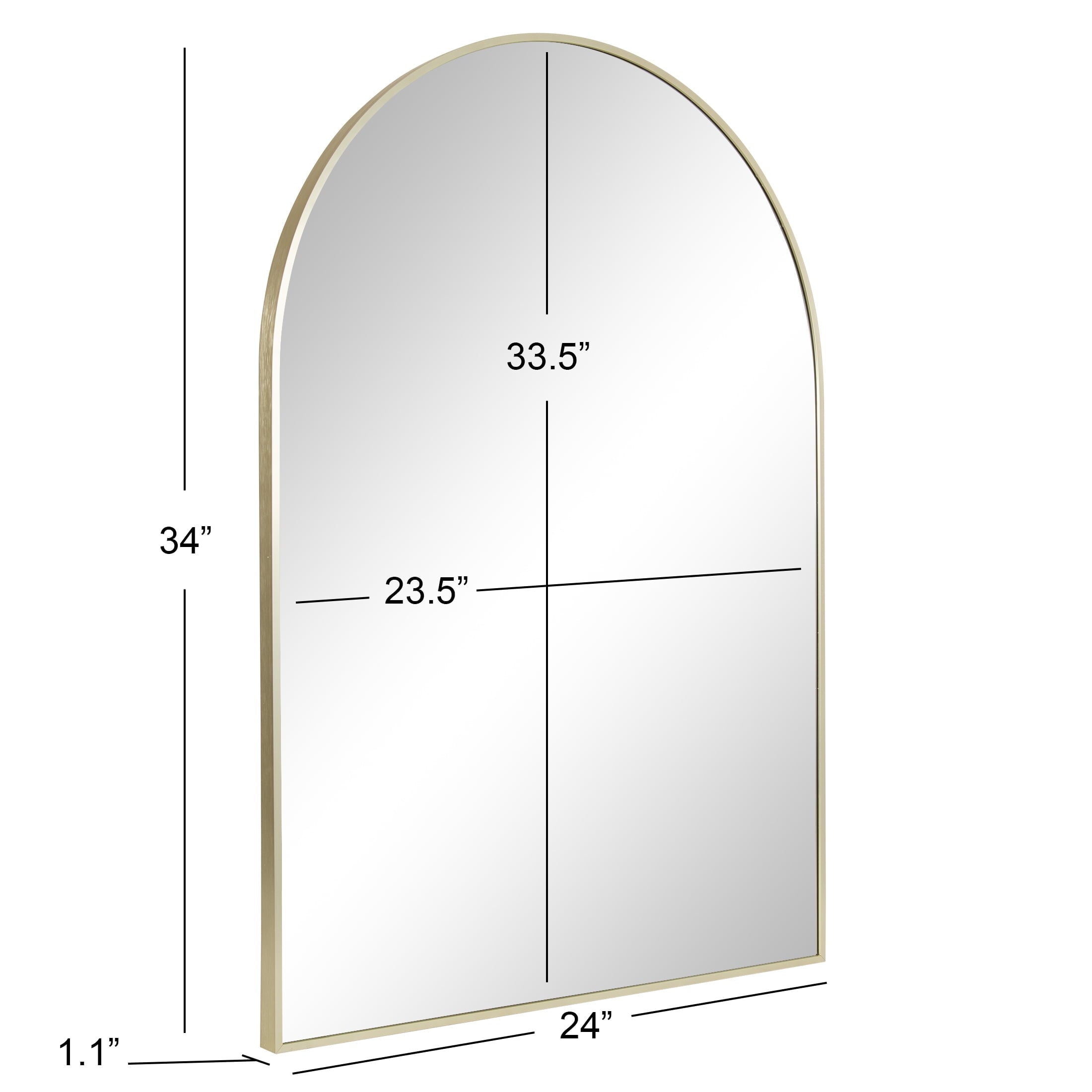  24x34 Gold Arched Large Wall Mirror for Bathroom or Living Room
