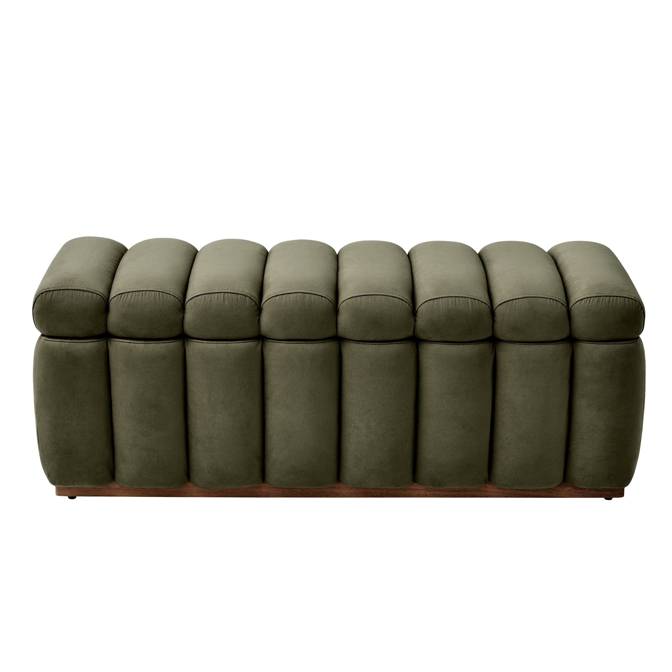 47.24" Lillian Channel Tufted Bench, Olive Velvet