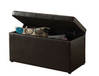  30" Hinged Storage Ottoman, Brown Faux Leather