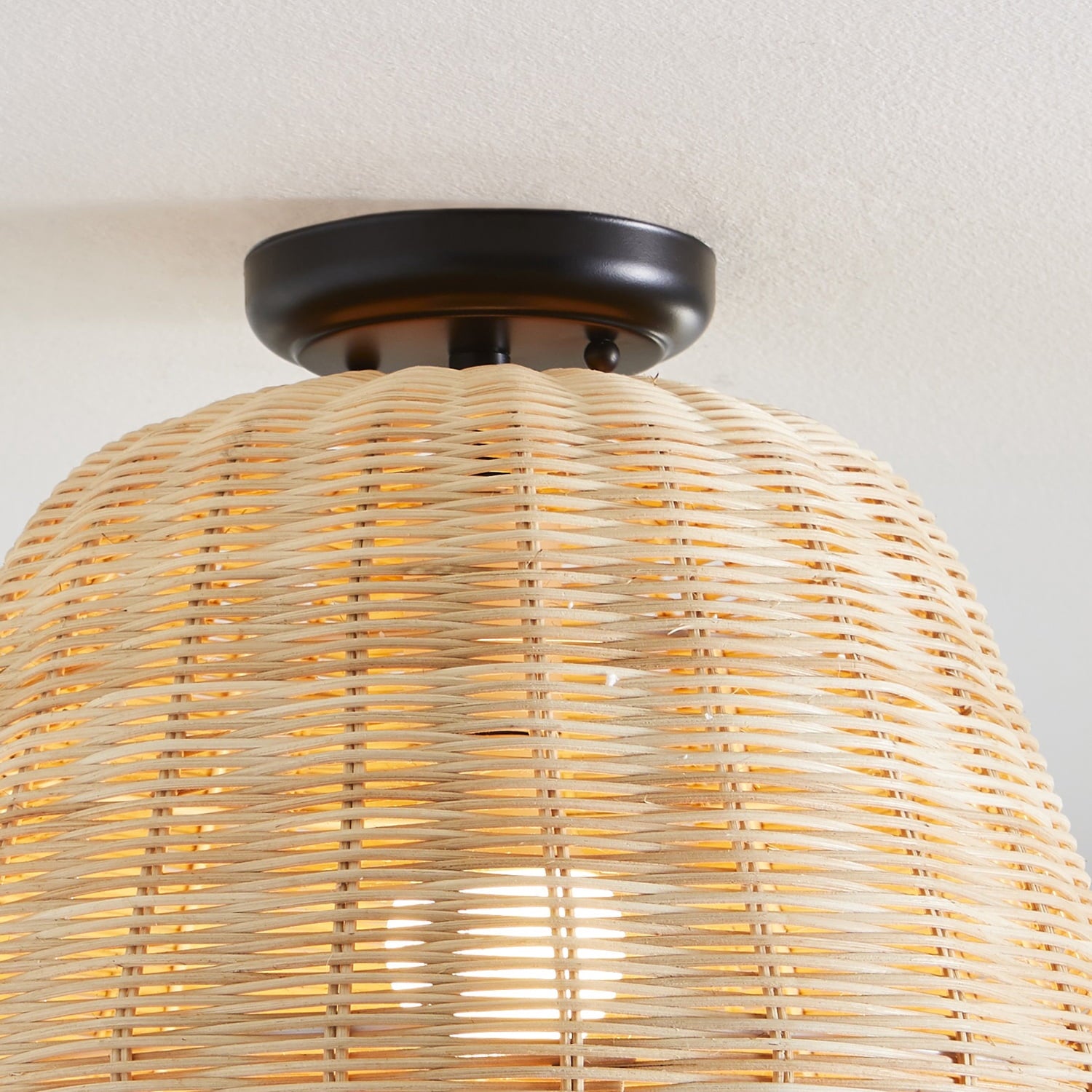  Nature Woven Ceiling Light, A19 60W Soft White, Medium Base, Dimmable, 1 pack