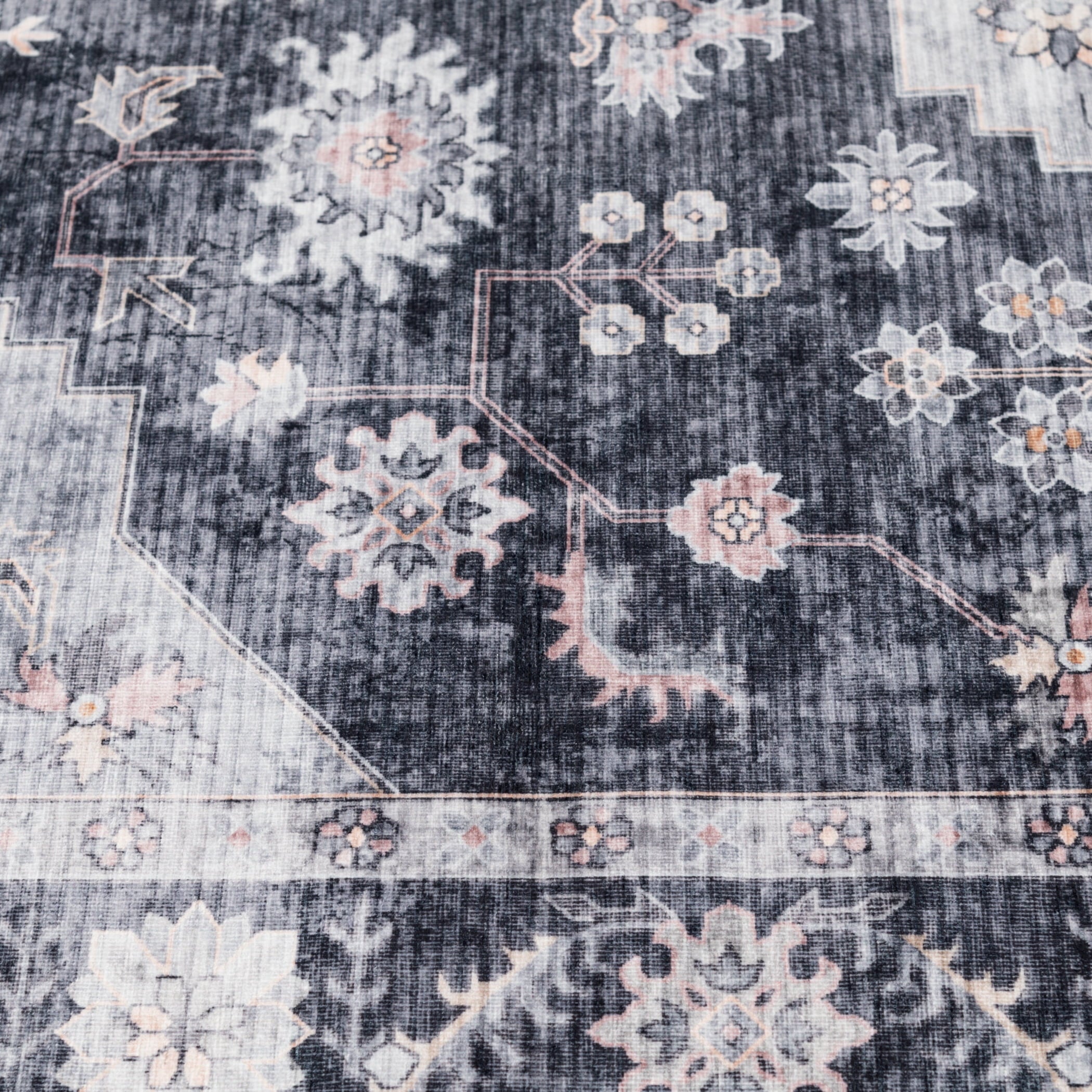  Washable Persian Area Rug, Gray, 7'2"x9'10"