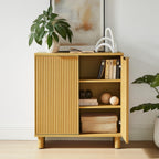  Lillian Fluted Accent Cabinet, Natural Pine Finish