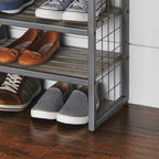  Decorative Gunmetal Grey Wood and Metal Shoe Rack