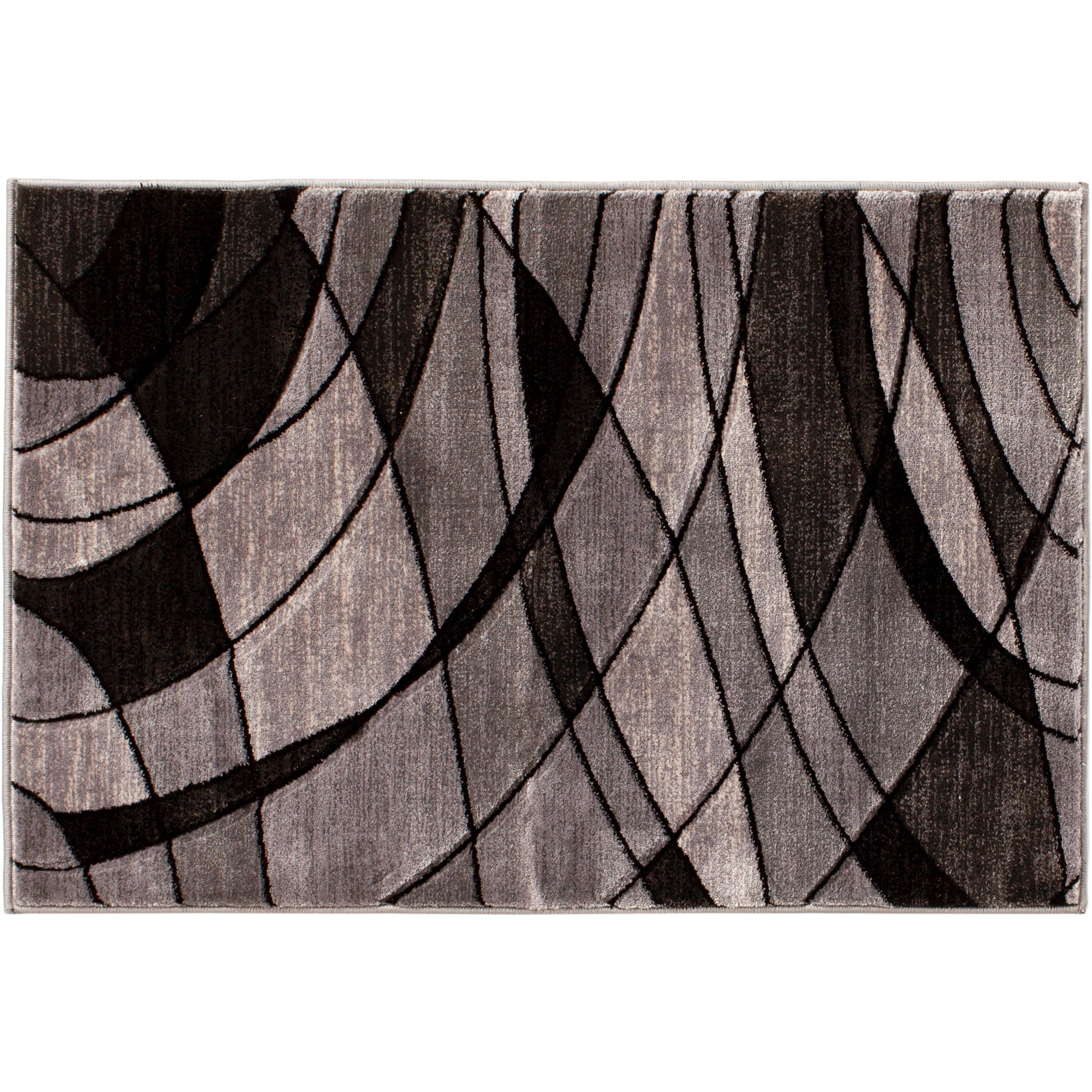  Abstract Indoor Area Rug, Gray, 5'x7'