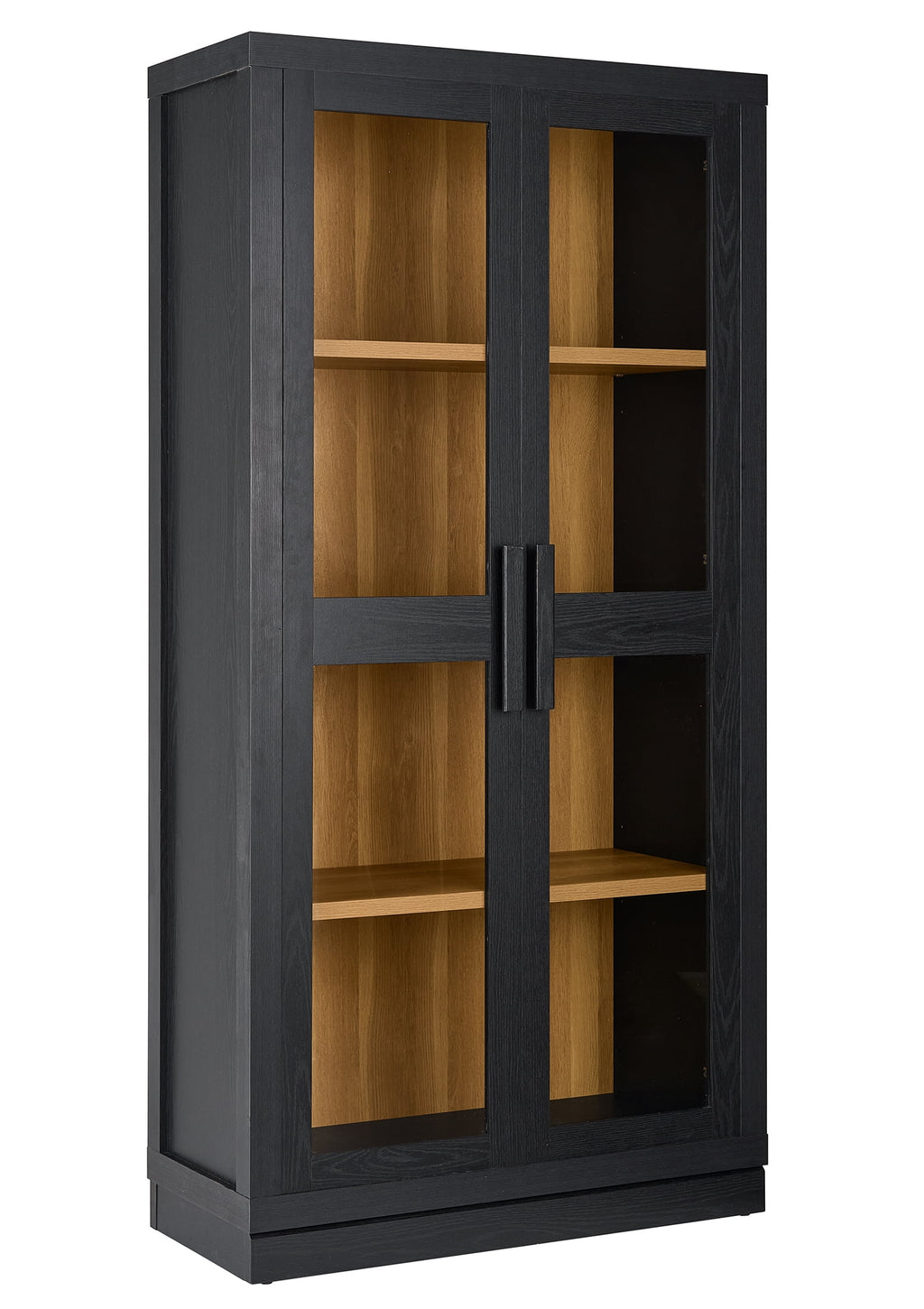  Ezra Glass Door Storage Accent Cabinet, Rich Black finish