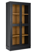  Ezra Glass Door Storage Accent Cabinet, Rich Black finish