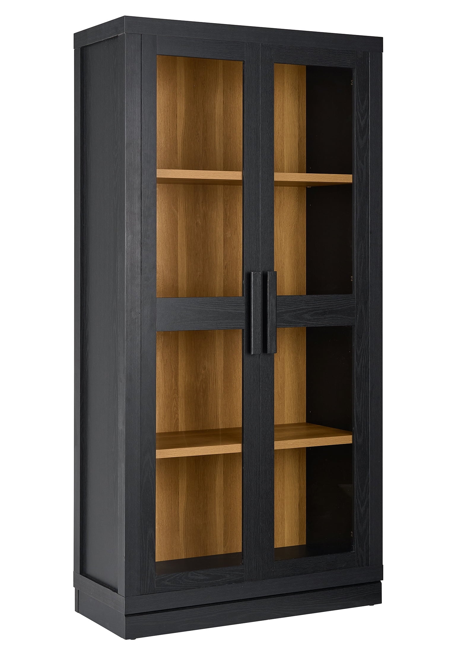  Ezra Glass Door Storage Accent Cabinet, Rich Black finish