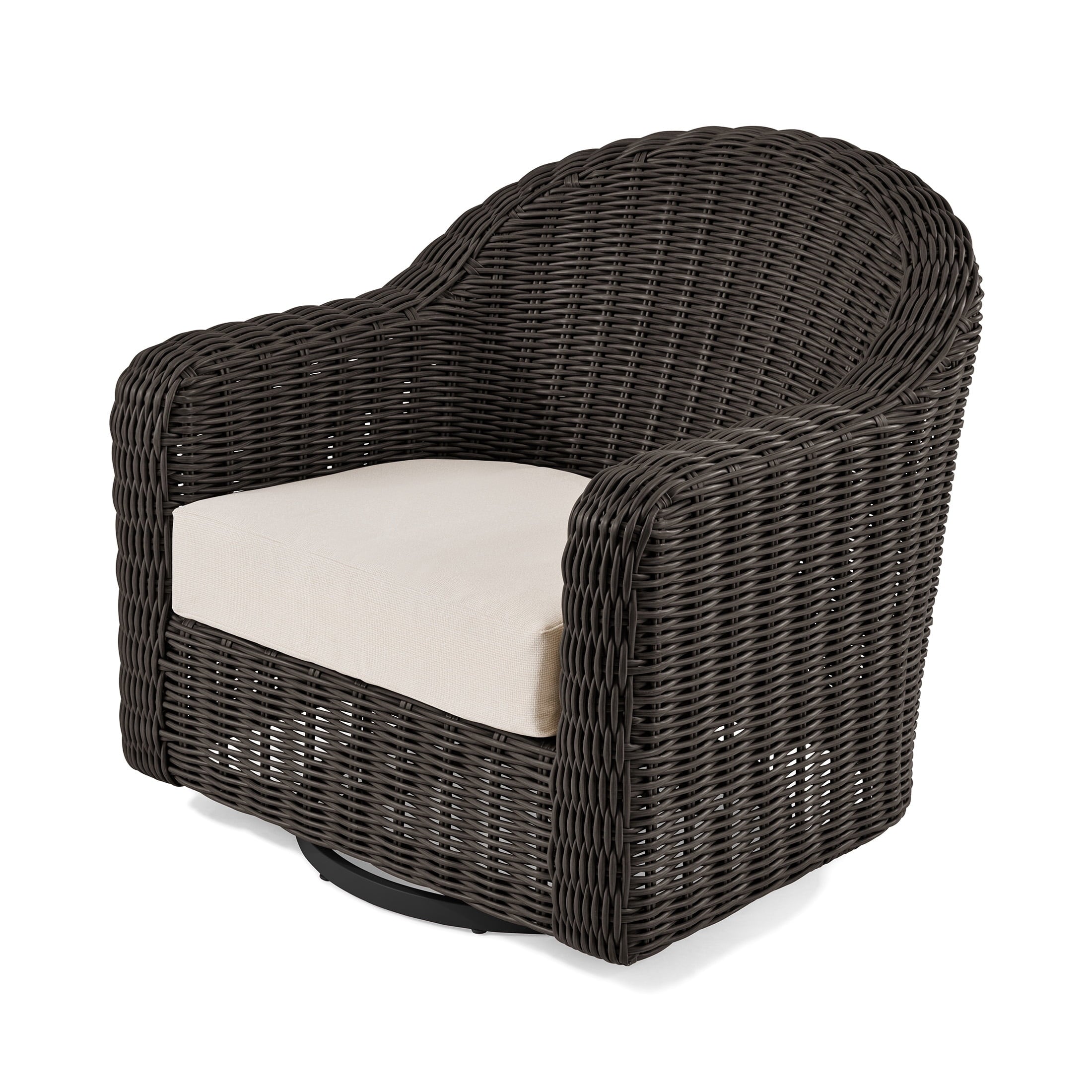  Bellamy Outdoor Motion Chair, Dark Brown Wicker with Cream Cushion
