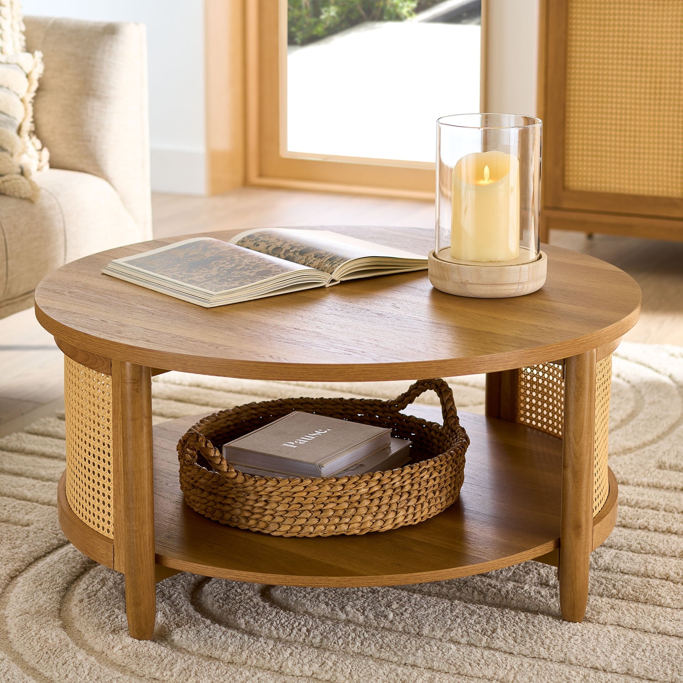  Springwood Caning Coffee Table, Light Honey Finish
