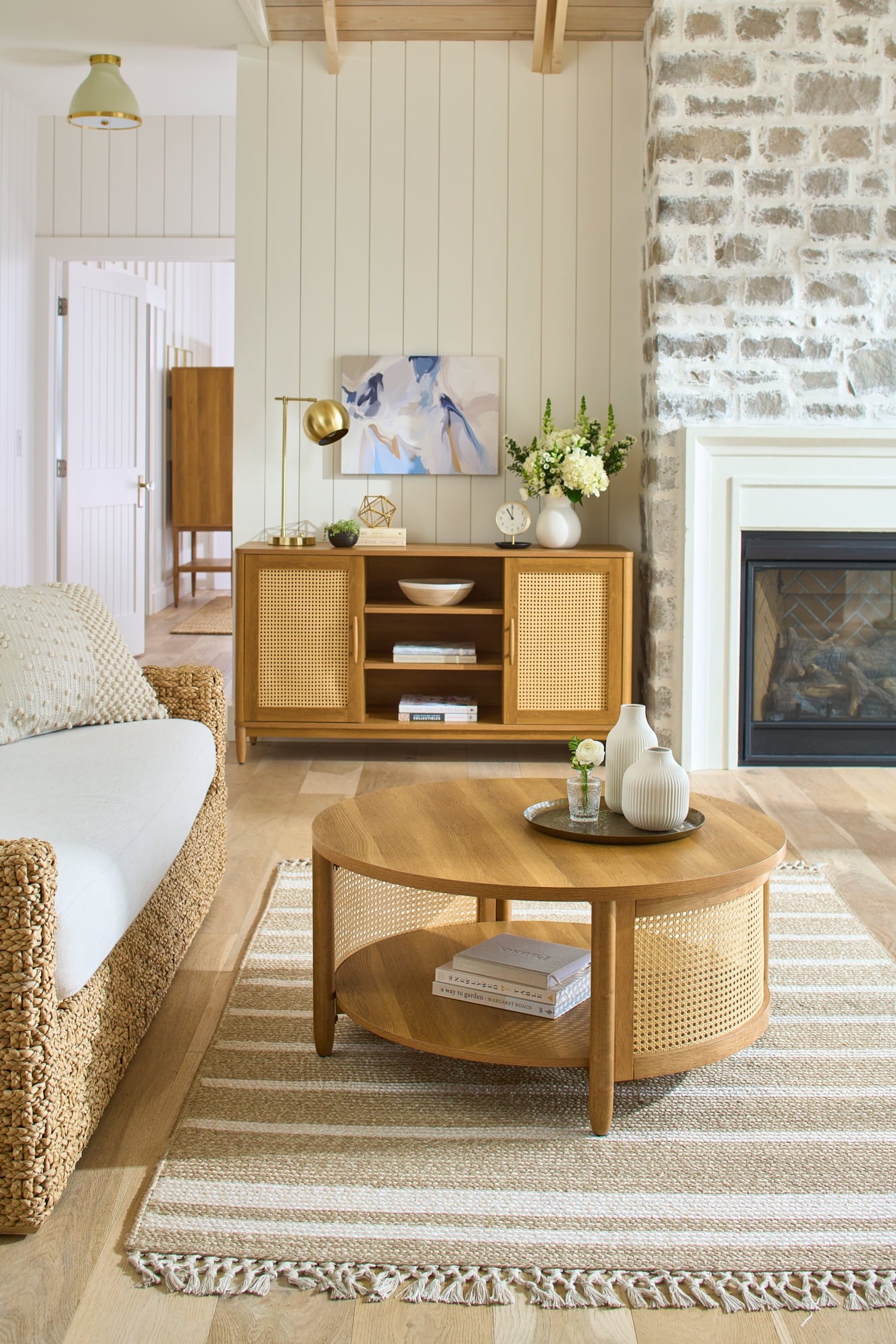  Springwood Caning Coffee Table, Light Honey Finish