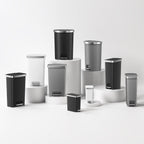 Large Kitchen Trash Can, 14.5 Gallon Plastic Semi Round Step Garbage Bin with Soft Close Lid, Black